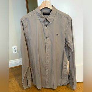 All Saints Gray Button Down Shirt Small